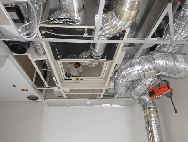Wrentham Air Duct Cleaning technician performing detailed central duct system cleaning in Wrentham
